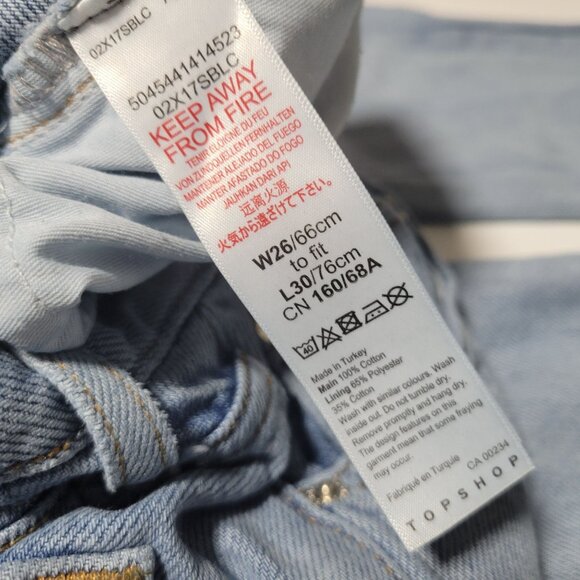 Topshop Jeans Womens Size 26 Button Fly Straight Leg High Rise Light Wash Denim - Picture 5 of 7